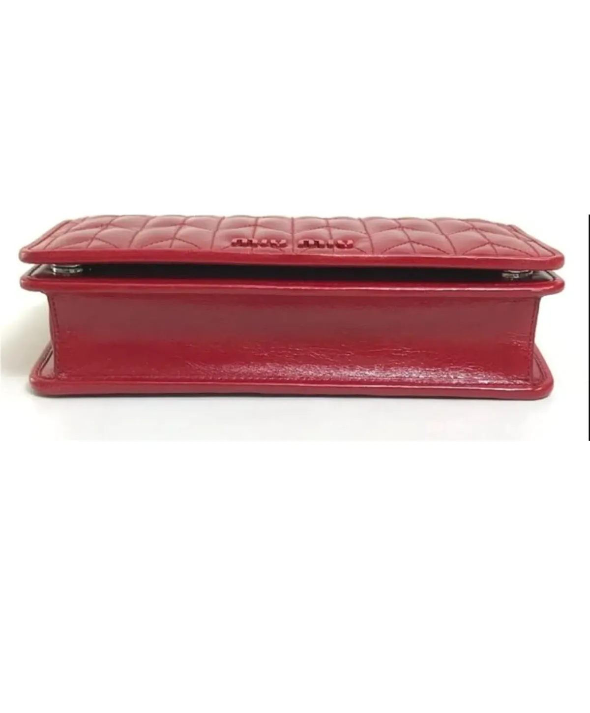 Miu Miu Matelasse Flap Clutch with removable strap Red - Image 3