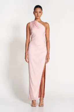 Sofia The Label May Draped One Shoulder Gown In Baby Pink Size 10 for rent on The Volte - image 1