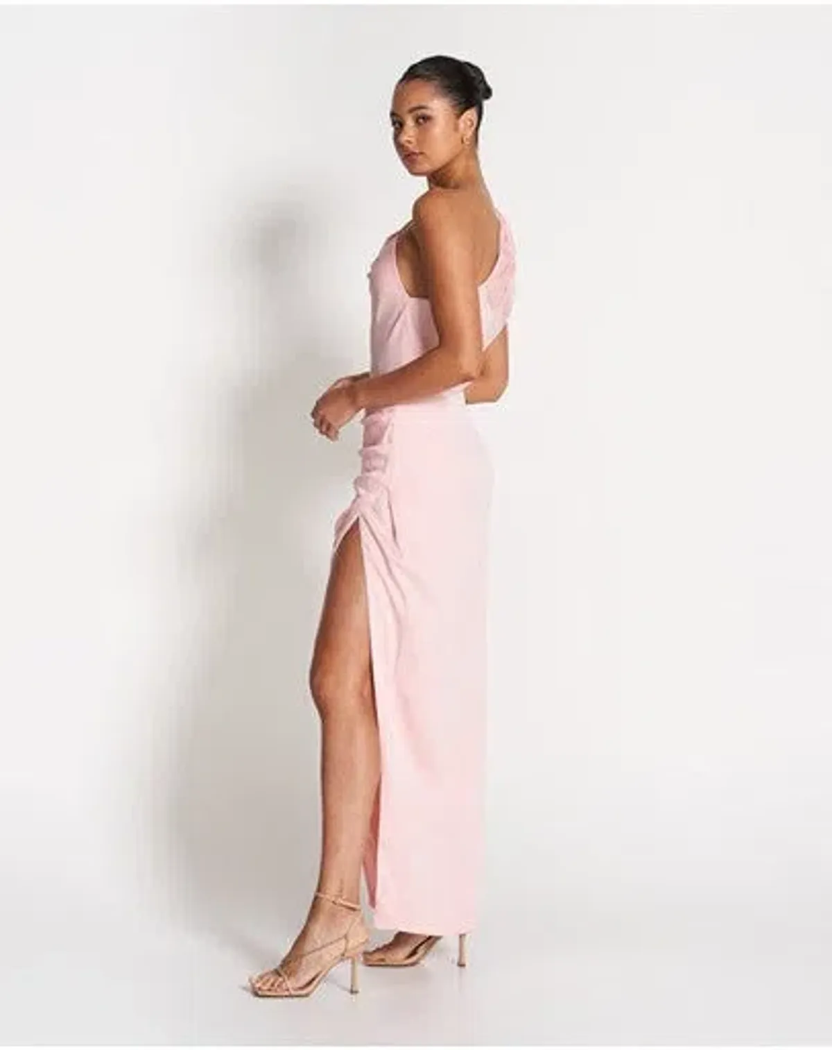 Sofia The Label May Draped One Shoulder Gown In Baby Pink Size 10 - Image 2