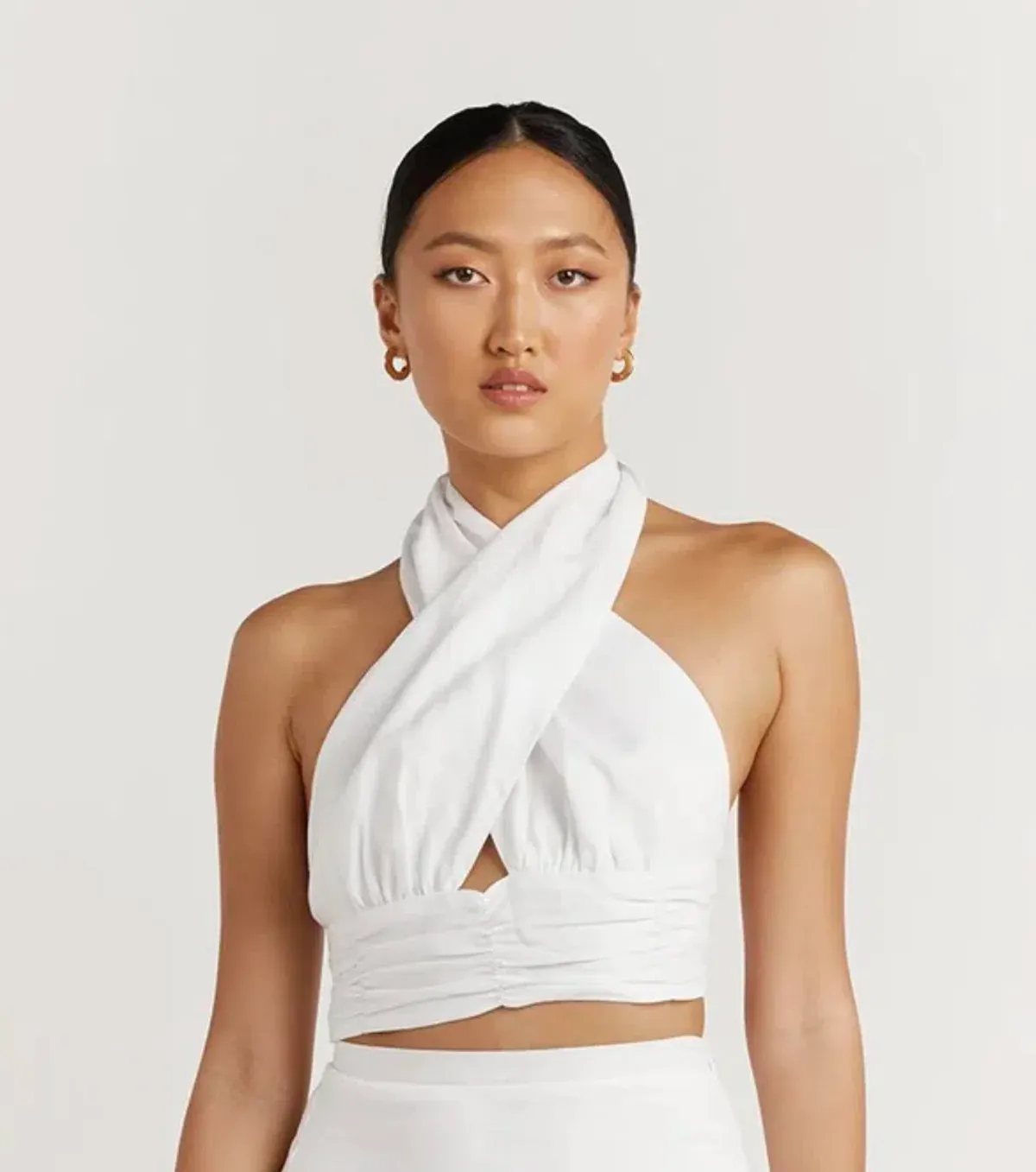 Dissh  Cleo White Linen Pant & Evie White Linen Cross Top Set White Size 12 - Image 2