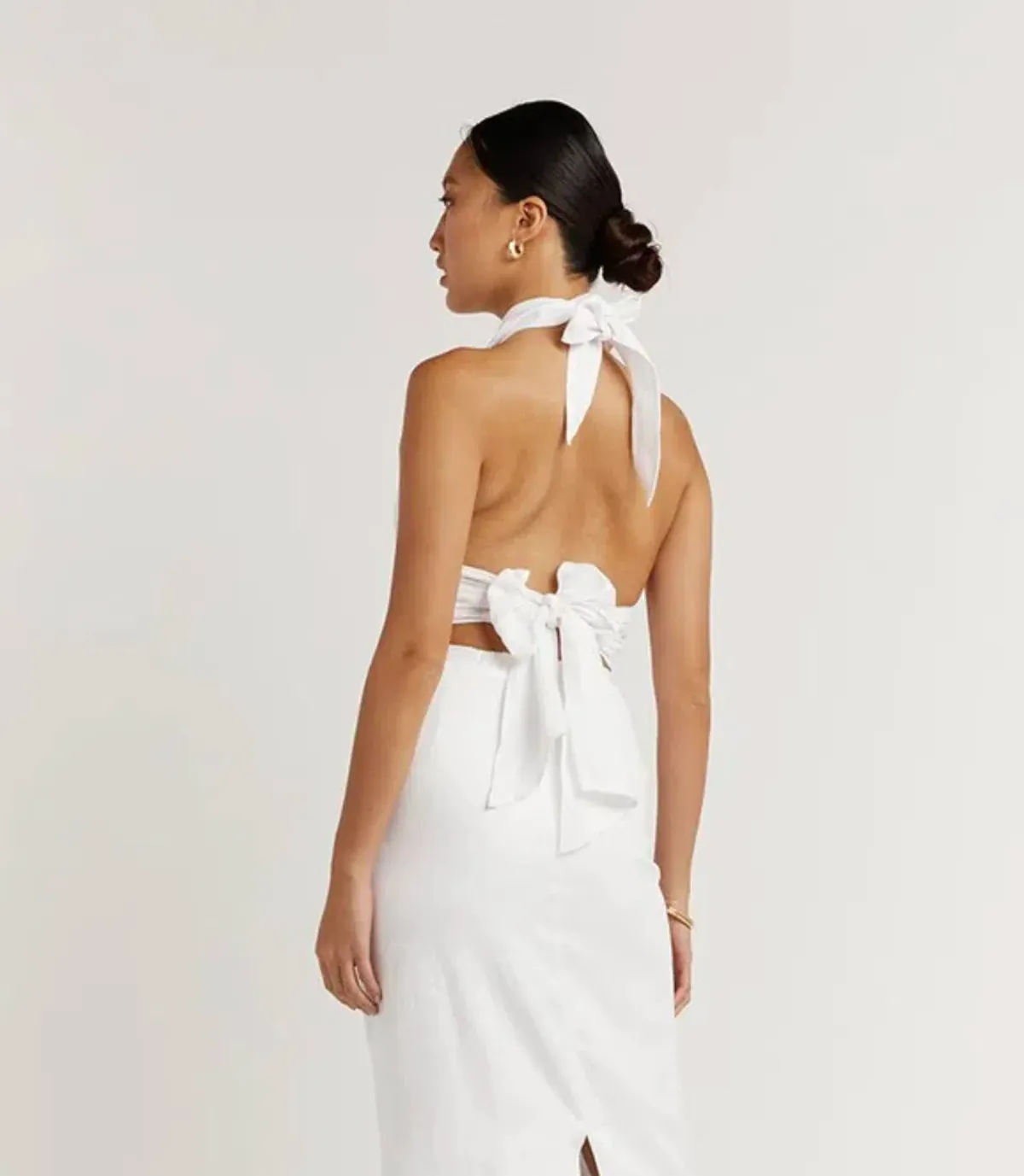 Dissh  Cleo White Linen Pant & Evie White Linen Cross Top Set White Size 12 - Image 3