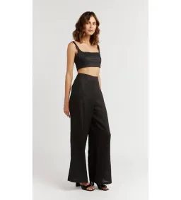 Dissh Spencer Linen Crop Top & Bates  Linen Wide Leg Pant Set Black Size 14  for rent on The Volte - image 2