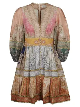 Zimmermann The Anneke Lantern Mini Dress In Spliced Size 0/ Au 8 for rent on The Volte - image 3