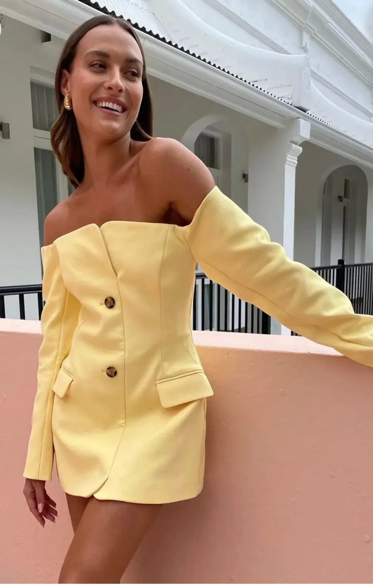 Sir The Label Sandrine Tailored Mini Dress in Limone Size 2 / 10 - Image 3