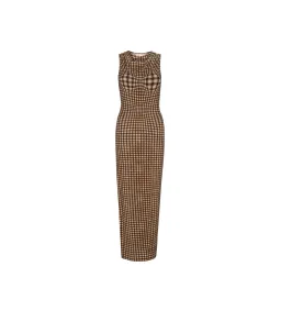Miaou Brown Selena Maxi Dress in Warped Plaid Size AU 10 for rent on The Volte - image 4