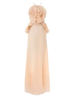 Zimmermann The Crush Ruffle Halter Maxi Dress in Peach Size 1 / AU 10  for rent on The Volte - image 1