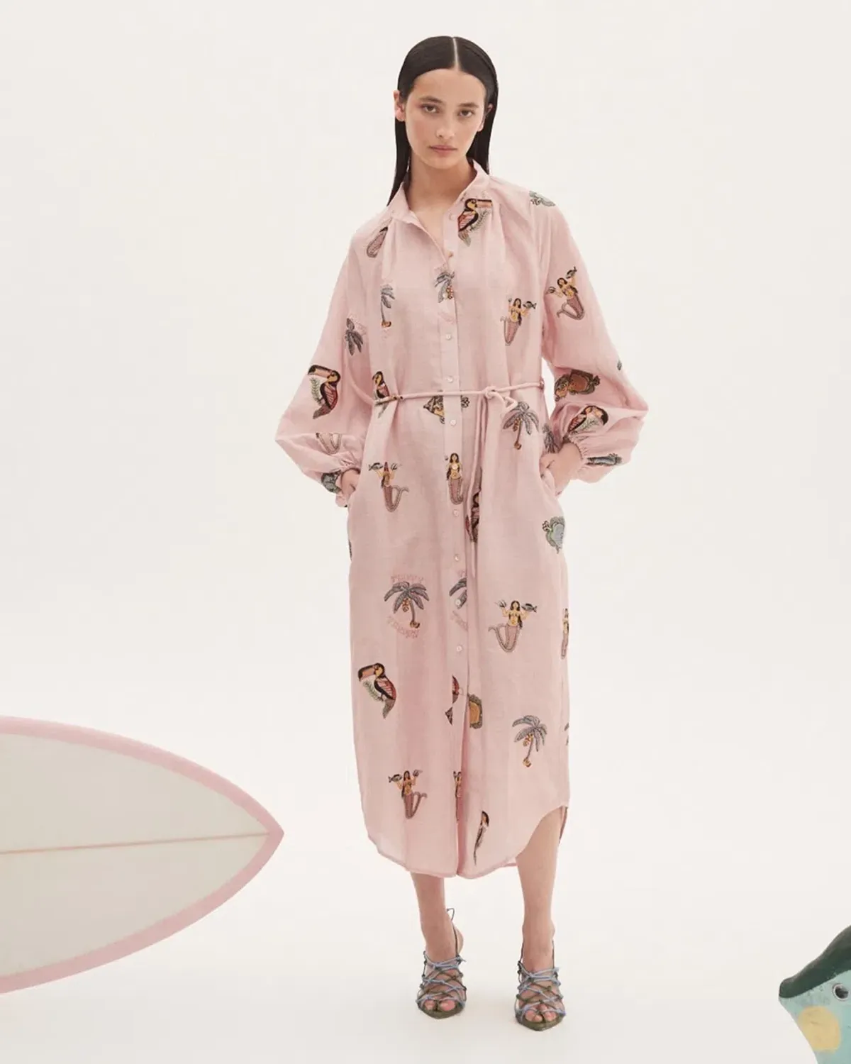 Alemais Vacay Mermaid Shirtdress Pink Size AU 10  - Image 3