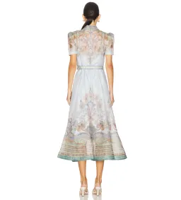 Zimmermann Eden Belted Midi Dress in Blue Paisley Size 0 / AU 8  for rent on The Volte - image 2