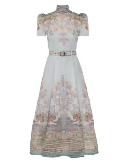 Zimmermann Eden Belted Midi Dress in Blue Paisley Size 0 / AU 8  for rent on The Volte - image 3