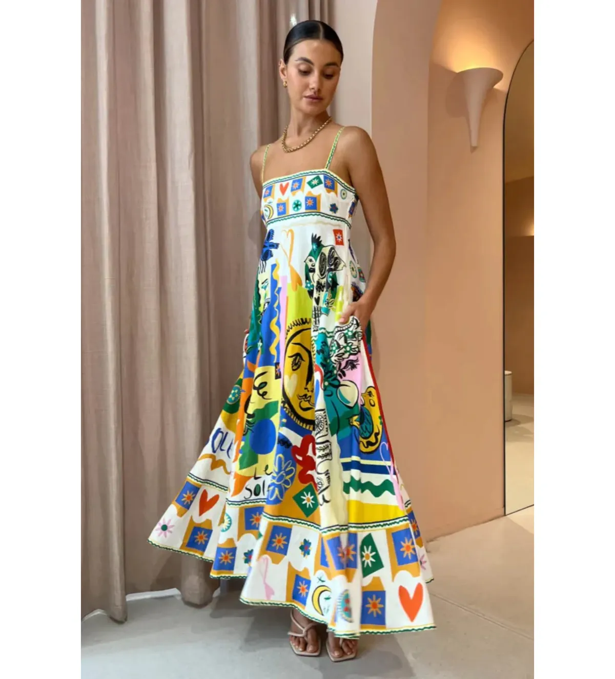 Alemais Soleil Print Maxi Sundress Multi Size AU 10 - Image 2