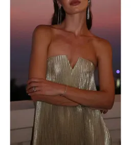 L’idee Black Tie Gown Gold Shimmer Size AU 8 for rent on The Volte - image 5