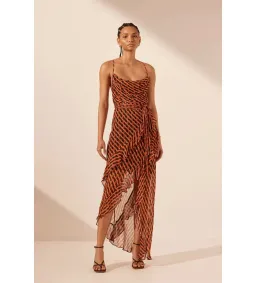 Shona Joy Martina Cowl Neck Asymmetrical Maxi Dress Martina Print Size AU 6 for rent on The Volte - image 1