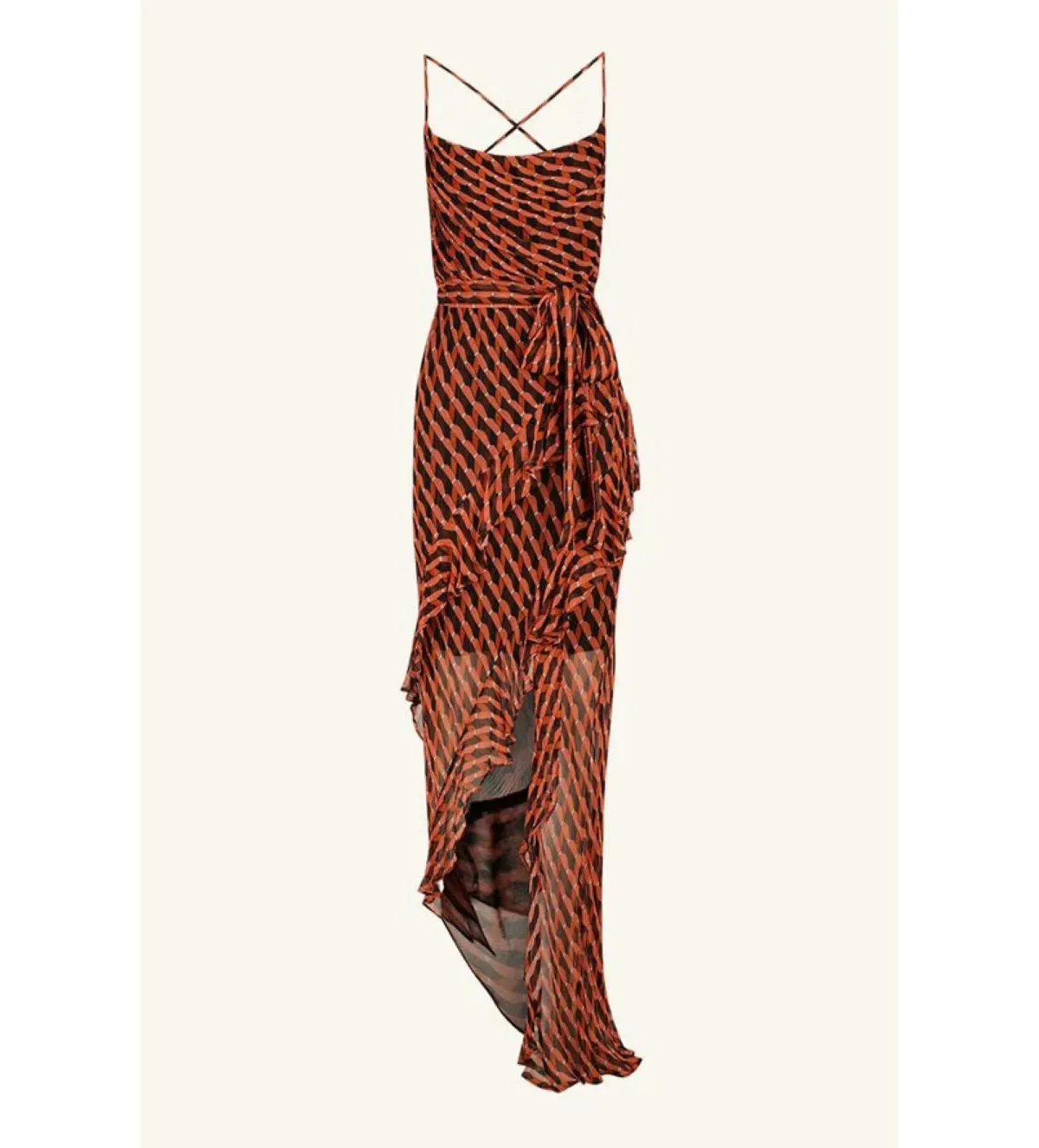 Shona Joy Martina Cowl Neck Asymmetrical Maxi Dress Martina Print Size AU 6 - Image 3