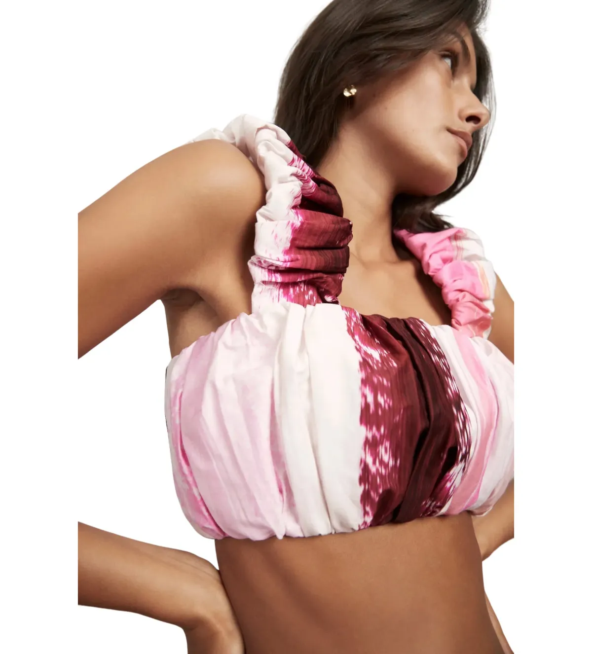 Aje Kasbah Crop Top and Mini Skirt Set in Sunset Pink Print Size AU 8 - Image 2