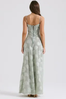 House of CB Seren Lace Back Maxi Dress Pistachio Floral Size XS / AU 6 for rent on The Volte - image 3