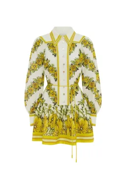 Alemais Gisela Mini Shirt Dress Floral Yellow Size 14 for rent on The Volte - image 4