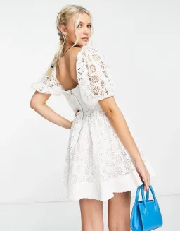 Bardot Kiah Broderie Corset Mini Dress Orchid White Size 8 for rent on The Volte - image 3