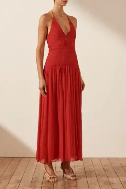Shona Joy Marquis Halter Tie Midi Dress Roma Red Size 6 for rent on The Volte - image 2