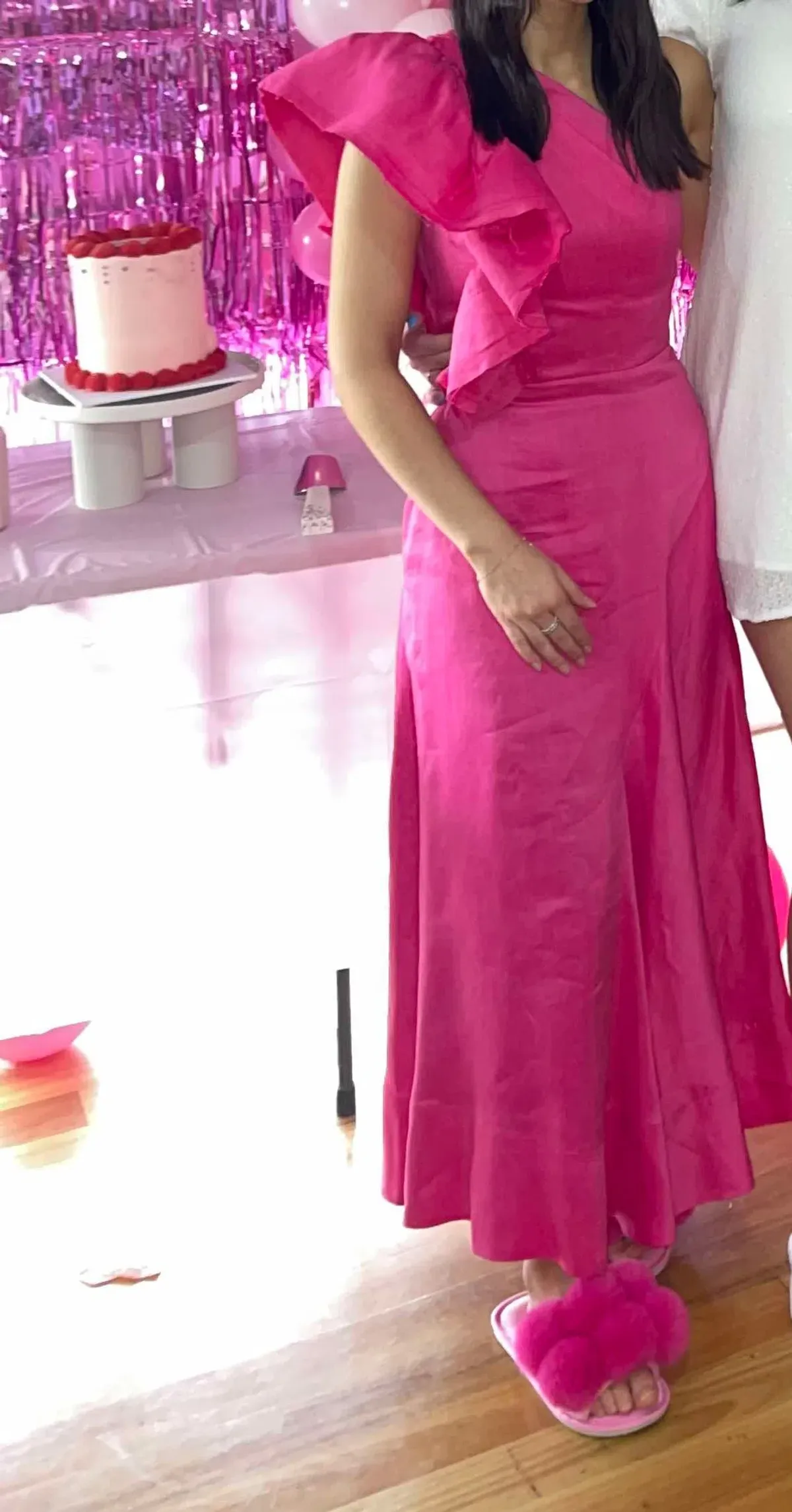 Aje Bonjour Asymmetric Midi Dress Fuchsia Size 6 - Image 4