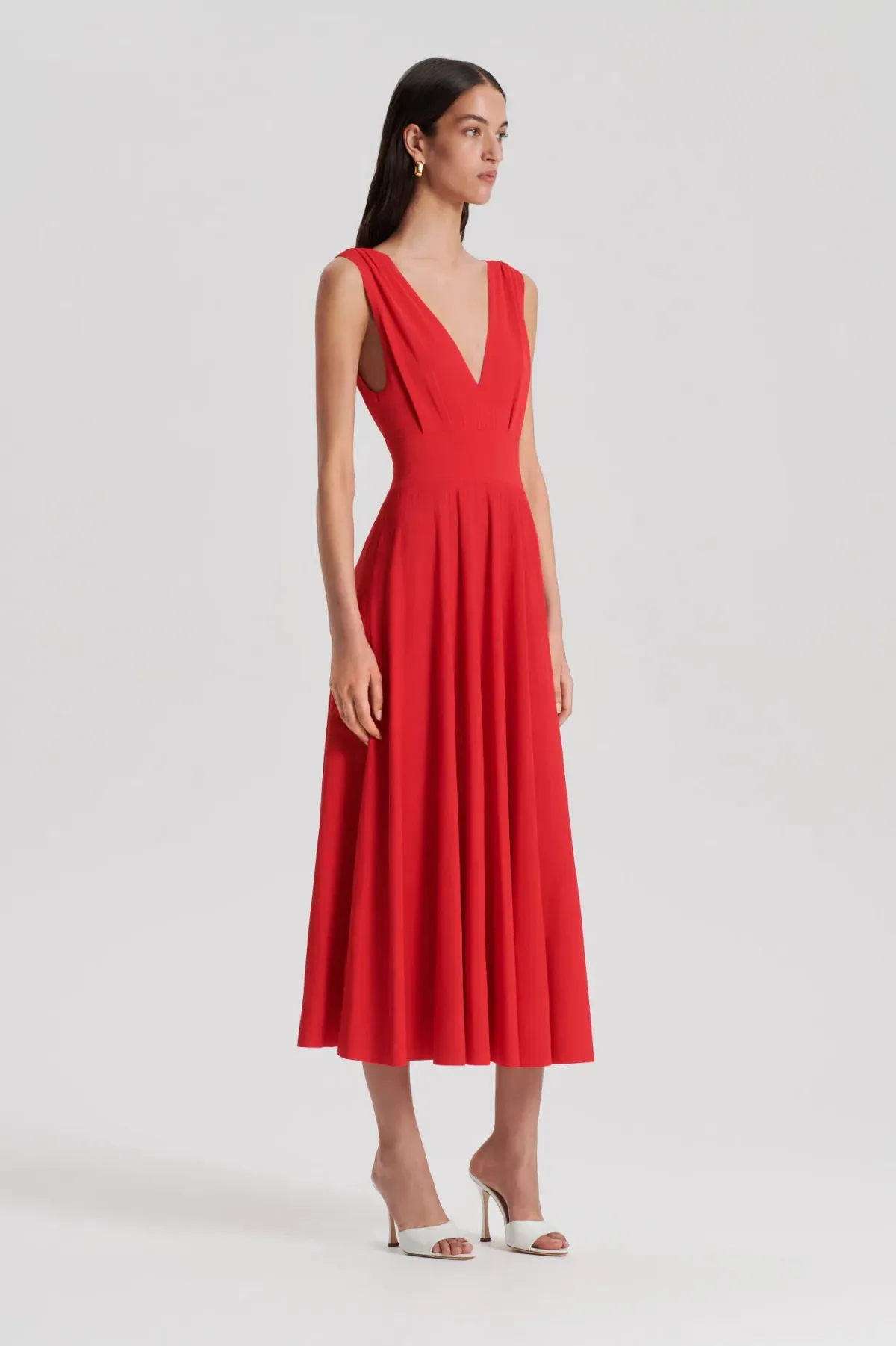 Scanlan Theodore Soft Jersey Dress in Red Size 8 - Image 2