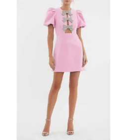 Rebecca Vallance Juliana Puff Sleeve Mini Dress Pink Size AU 10  for rent on The Volte - image 1