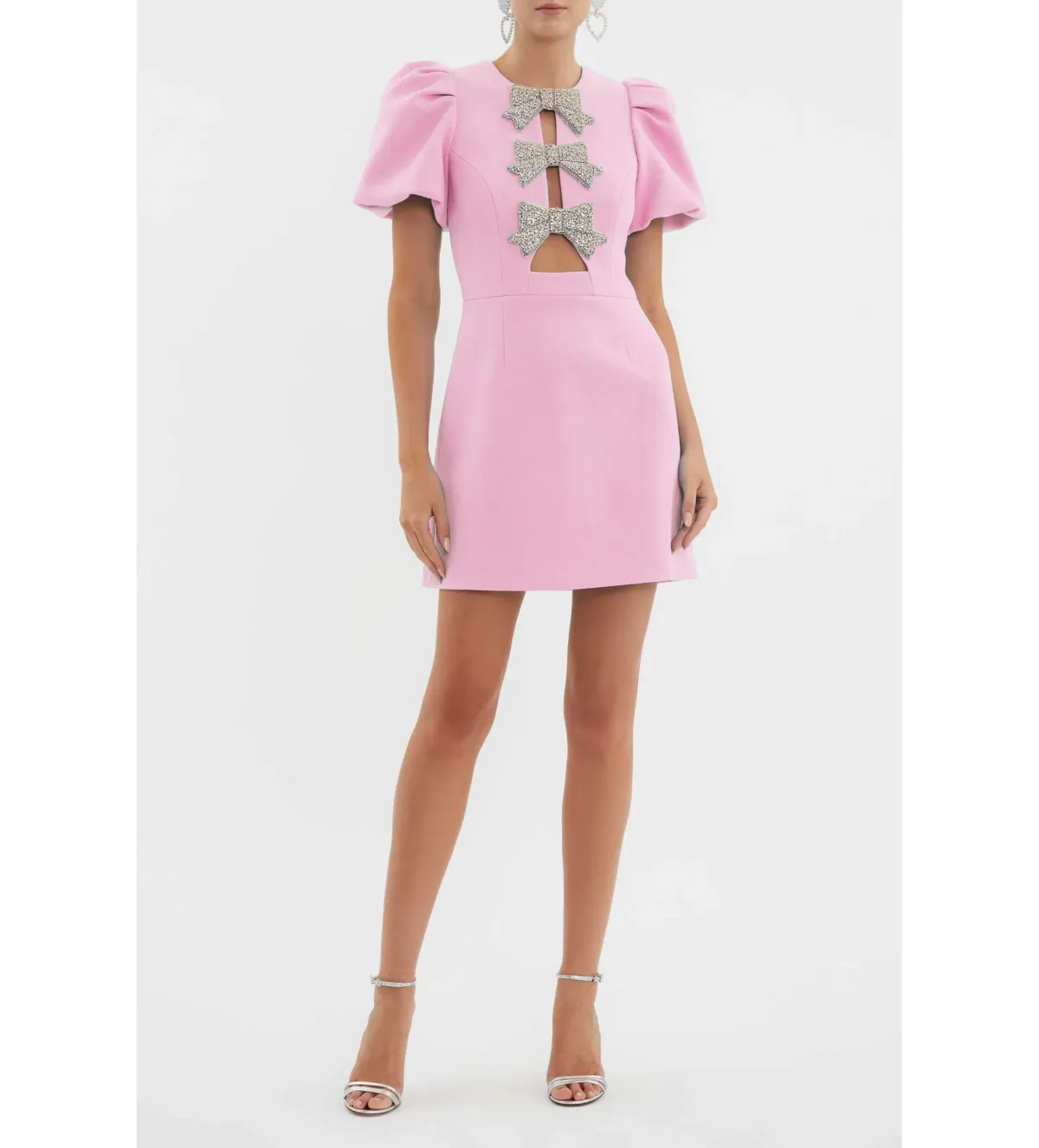 Rebecca Vallance Juliana Puff Sleeve Mini Dress Pink Size AU 8 - Image 1