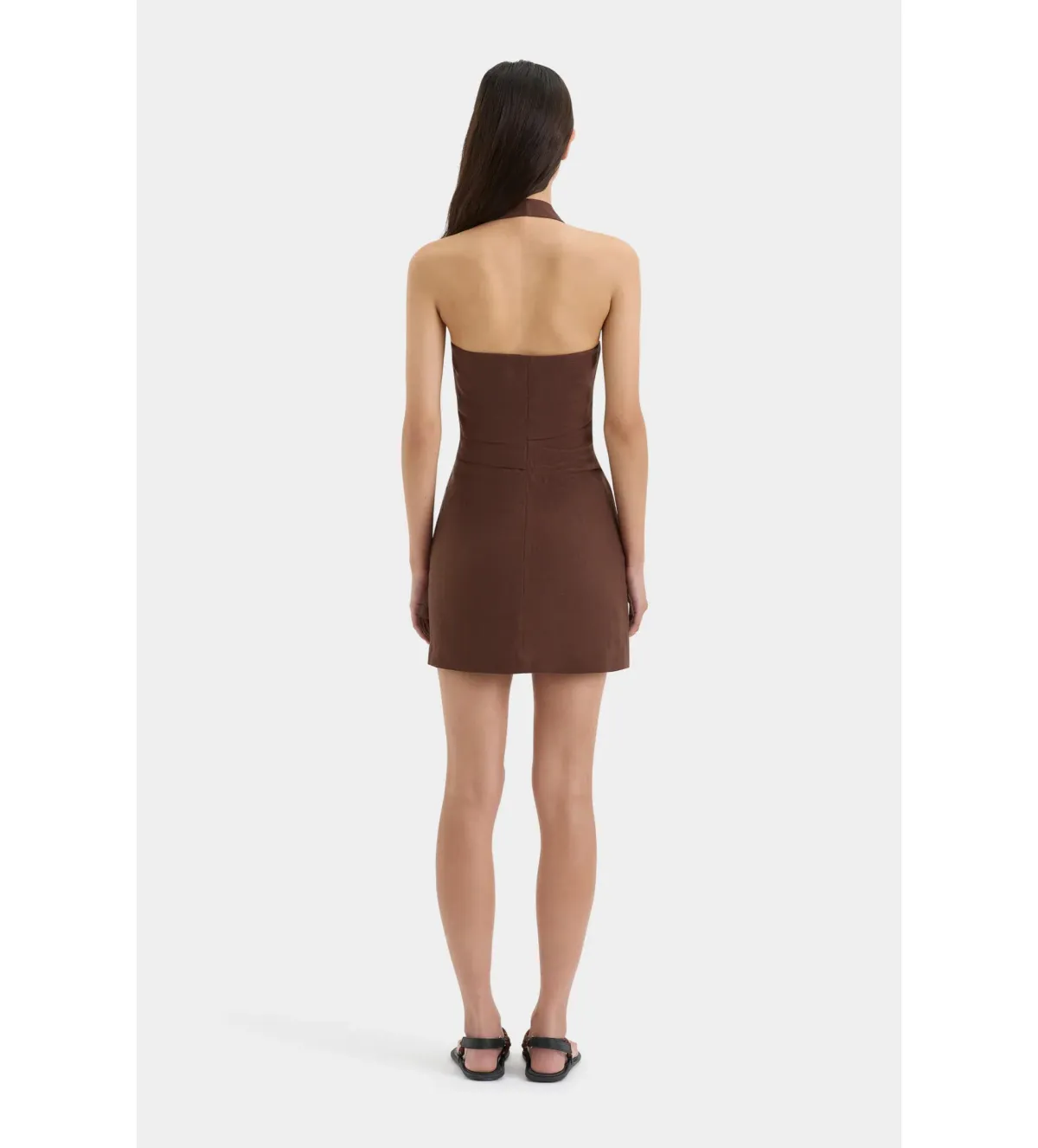 Sir The Label Noemi Halter Mini Dress in Chocolate Size 0P / 6PETITE - Image 4