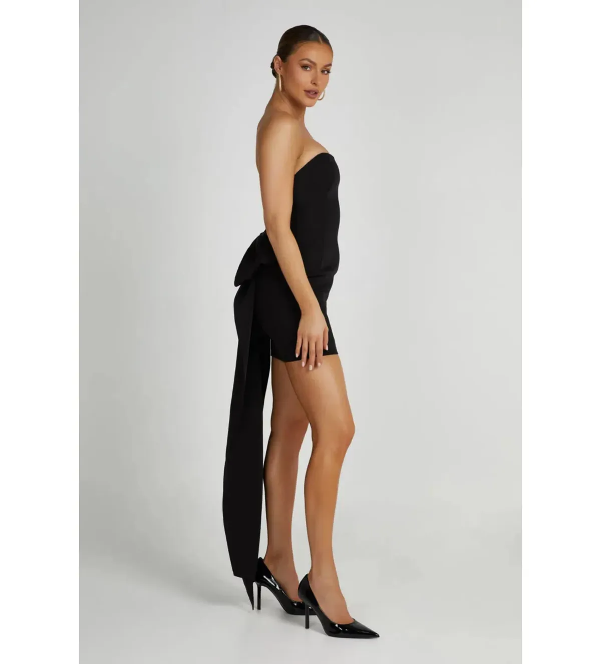 Meshki Meredith Bow Mini Dress Black Size AU 8 - Image 2