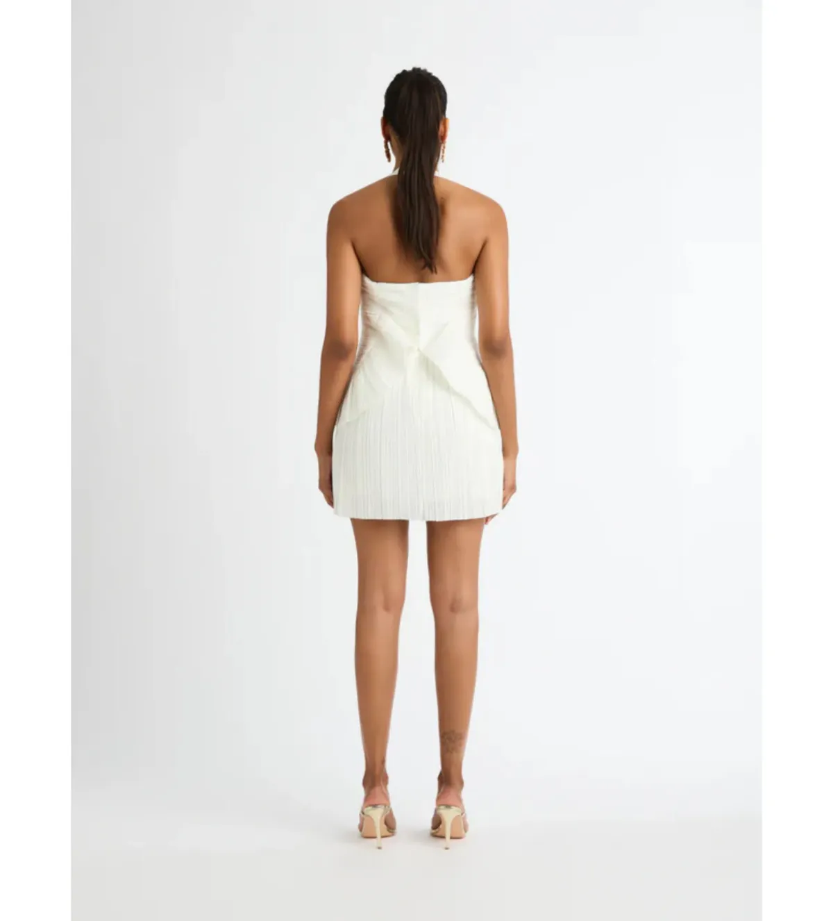 Sheike Peyton Pleated Mini Dress in Ivory Size AU 8 - Image 3