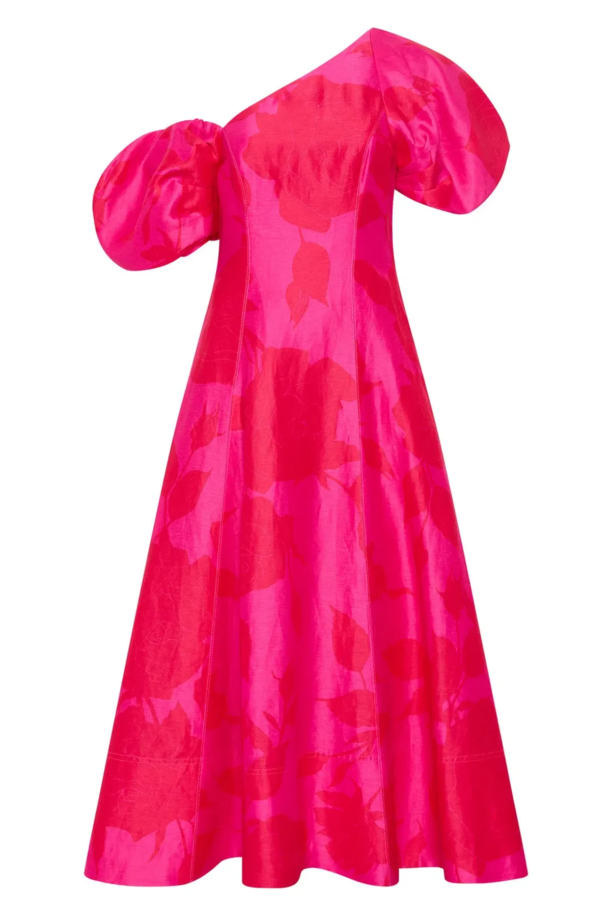 Aje Arista Tulip Sleeve Midi Dress in Florescent Rose Size AU 16  - Image 5