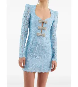 Rebecca Vallance Leyla Long Sleeve Mini Dress Blue Size AU 8 for rent on The Volte - image 4