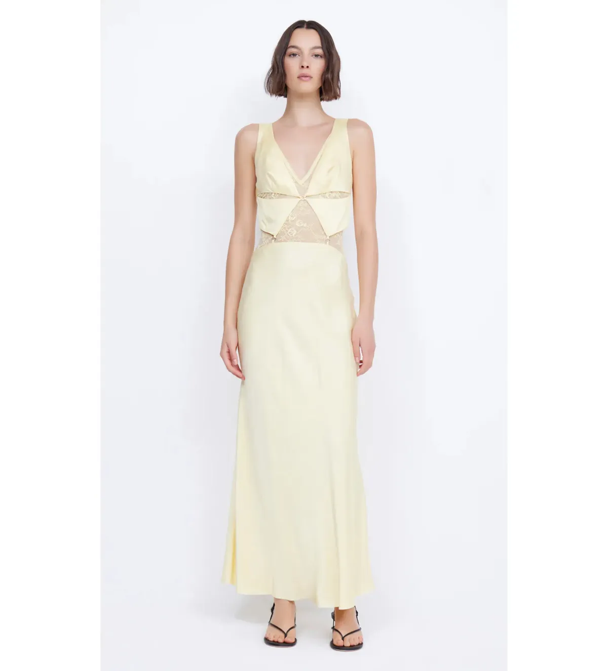 Bec & Bridge Juliette V Neck Maxi Dress Butter Yellow Size AU 8  - Image 4