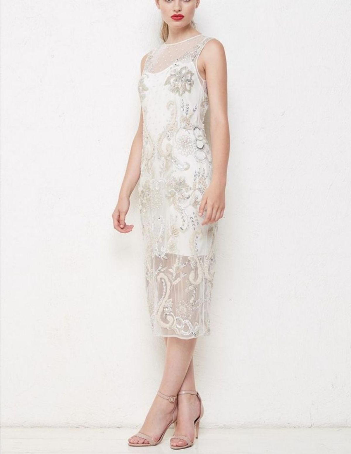 Allanah Hill lace white heavily sequinned detailed runway dress - Image 1