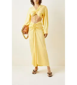 Christopher Esber Ruched Crop and Skirt In Chalky Yellow Size AU 8 for rent on The Volte - image 1