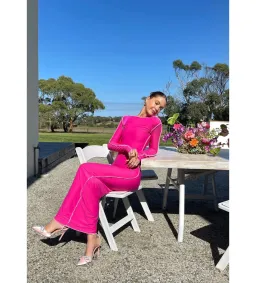 Odysseus and Penelope Contrast Maxi Dress Pink Size AU 6 for rent on The Volte - image 3