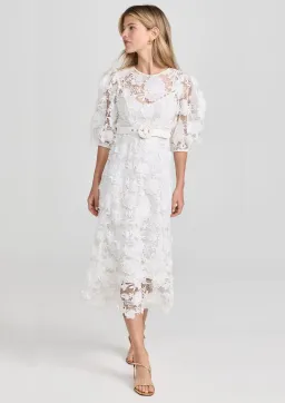 Zimmermann The Halliday Lace Flower Midi Dress in Ivory Size 1 / AU 10 for rent on The Volte - image 1