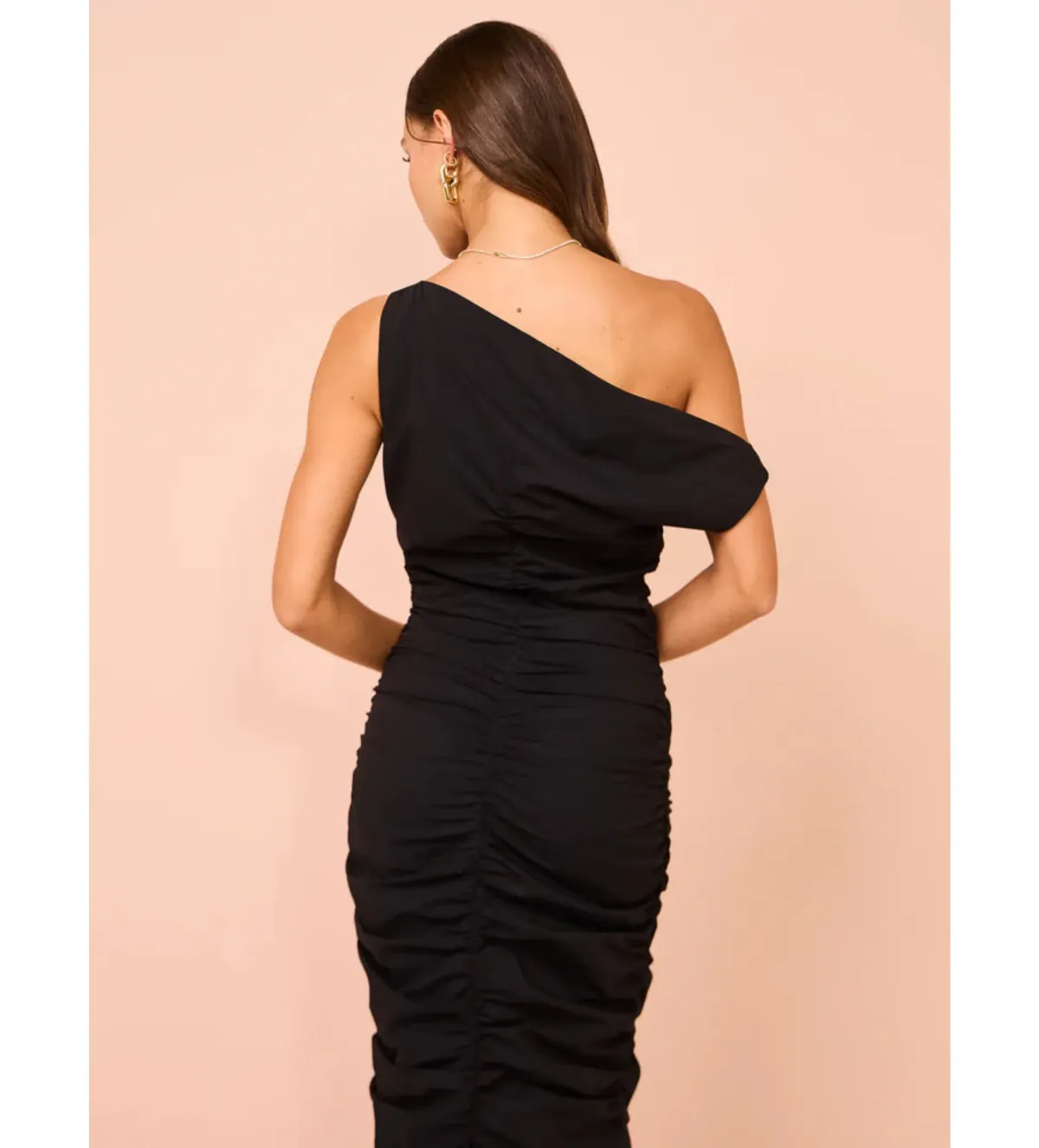 Issy One Shoulder Midi Dress In Black Size 8  - Image 2
