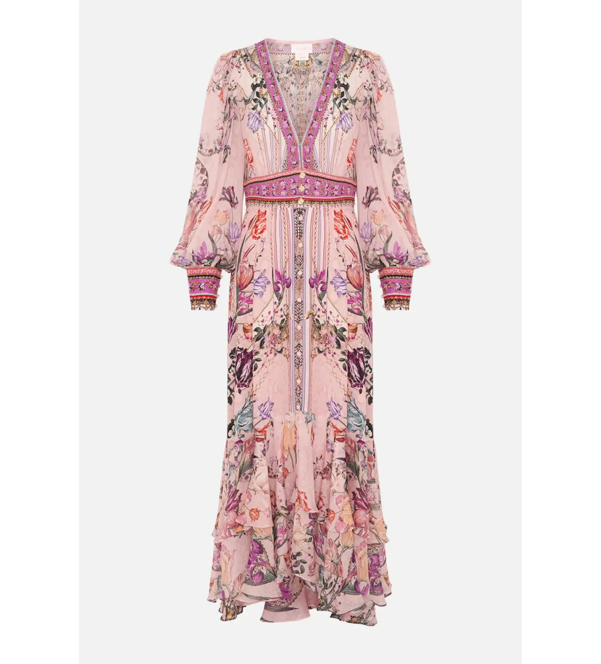 Camilla Long Button Front Dress Mad As A Snake Pink Size S / AU 10 - Image 5
