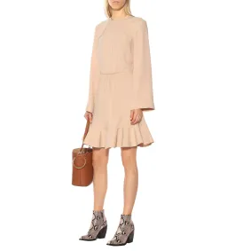 Chloe Crêpe Mini Dress in Beige Size AU 8 for rent on The Volte - image 1