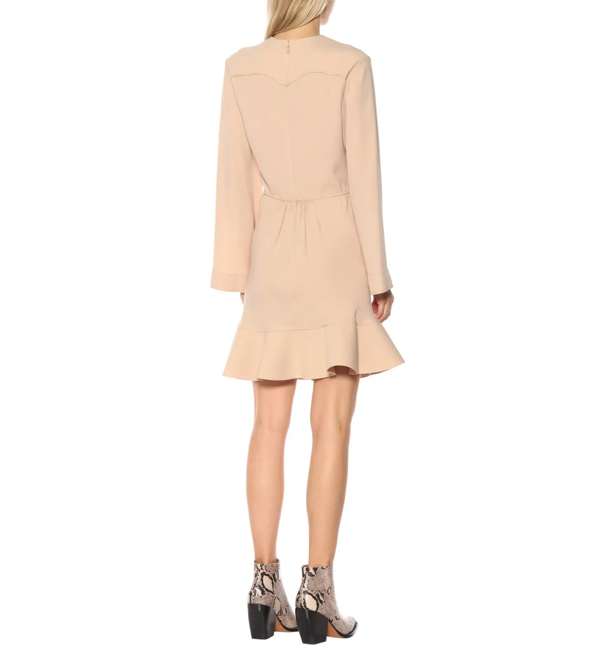 Chloe Crêpe Mini Dress in Beige Size AU 8 - Image 2