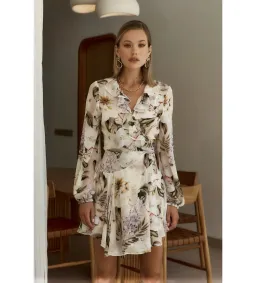 Sofia The Label Arabella Wrap Frill Dress Flora Print Size AU 8 for rent on The Volte - image 5