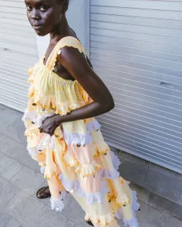 Innika Choo Ric Rac Patchwork Sequin Maxi Dress Yellow One Size for rent on The Volte - image 4