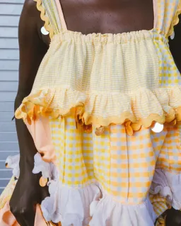 Innika Choo Ric Rac Patchwork Sequin Maxi Dress Yellow One Size for rent on The Volte - image 5