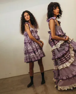 Innika Choo Ric Rac Patchwork Sequin Maxi Dress Purple One Size for rent on The Volte - image 5