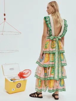 Alemais Porcelain Frill Midi Dress Multi Size 6 for rent on The Volte - image 2