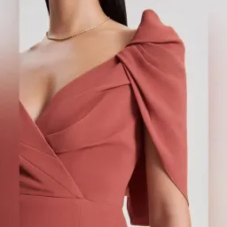 Scanlan Theodore Cape Sleeve Mini Dress Sepia Size 8 for rent on The Volte - image 2