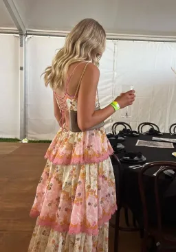 Zimmermann Laurel Frill Dress Pink & Green Floral Size 3 / AU 14 for rent on The Volte - image 3