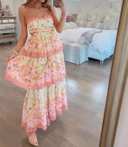 Zimmermann Laurel Frill Dress Pink & Green Floral Size 3 / AU 14 for rent on The Volte - image 6