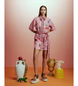 Alemais Timmy Embroidered Mini Dress Pink Size AU 10 for rent on The Volte - image 1