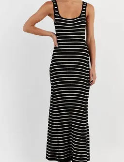 Dissh Billie Black Stripe Midi Dress for rent on The Volte - image 1
